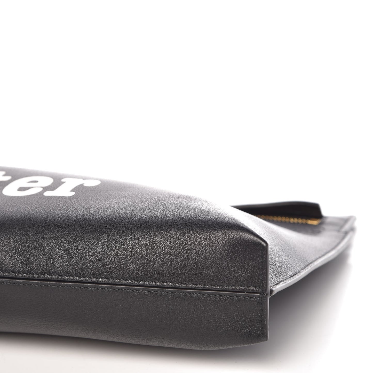 Calfskin See U Later T Pouch Bag Black White