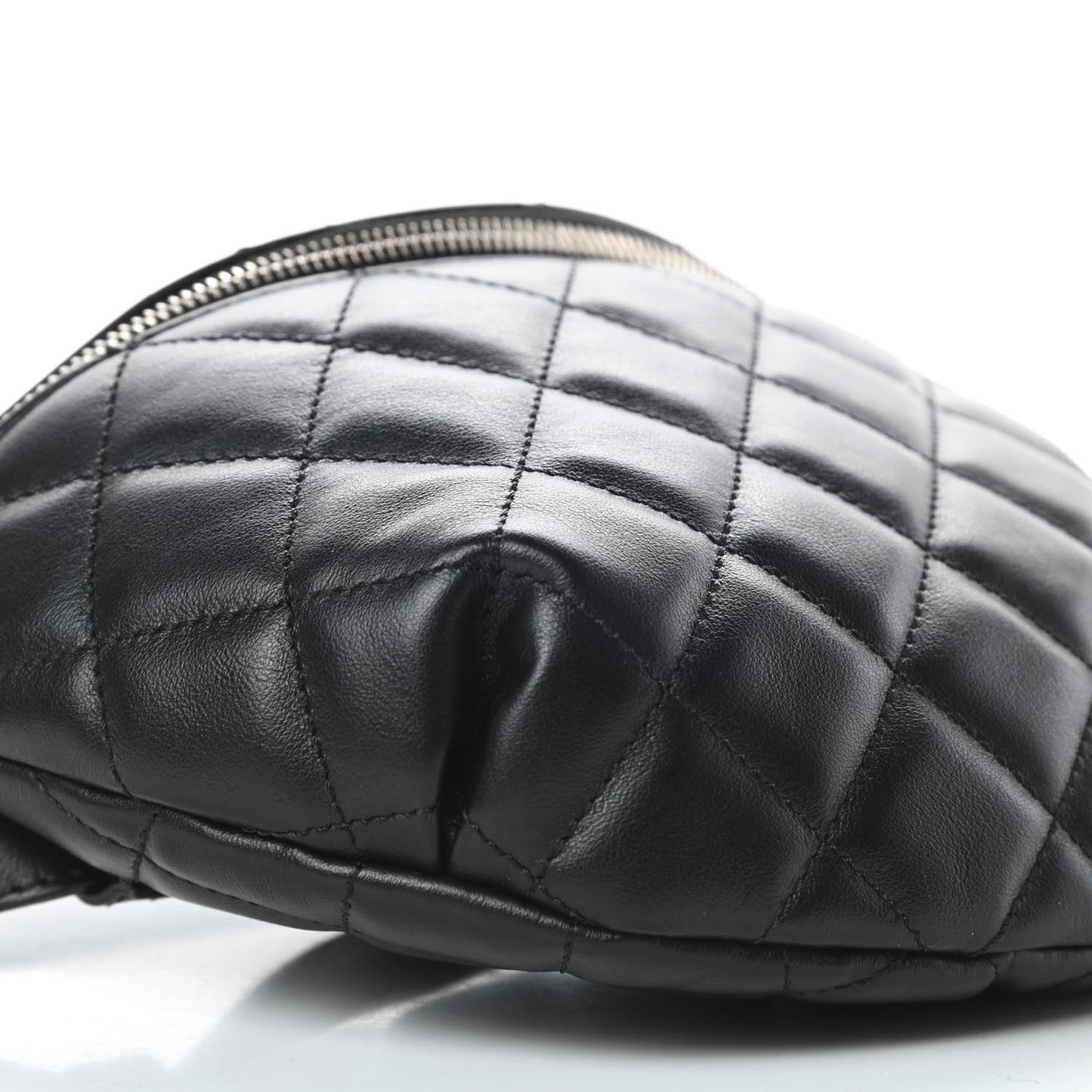 Lambskin Quilted Waist Belt Bag Black