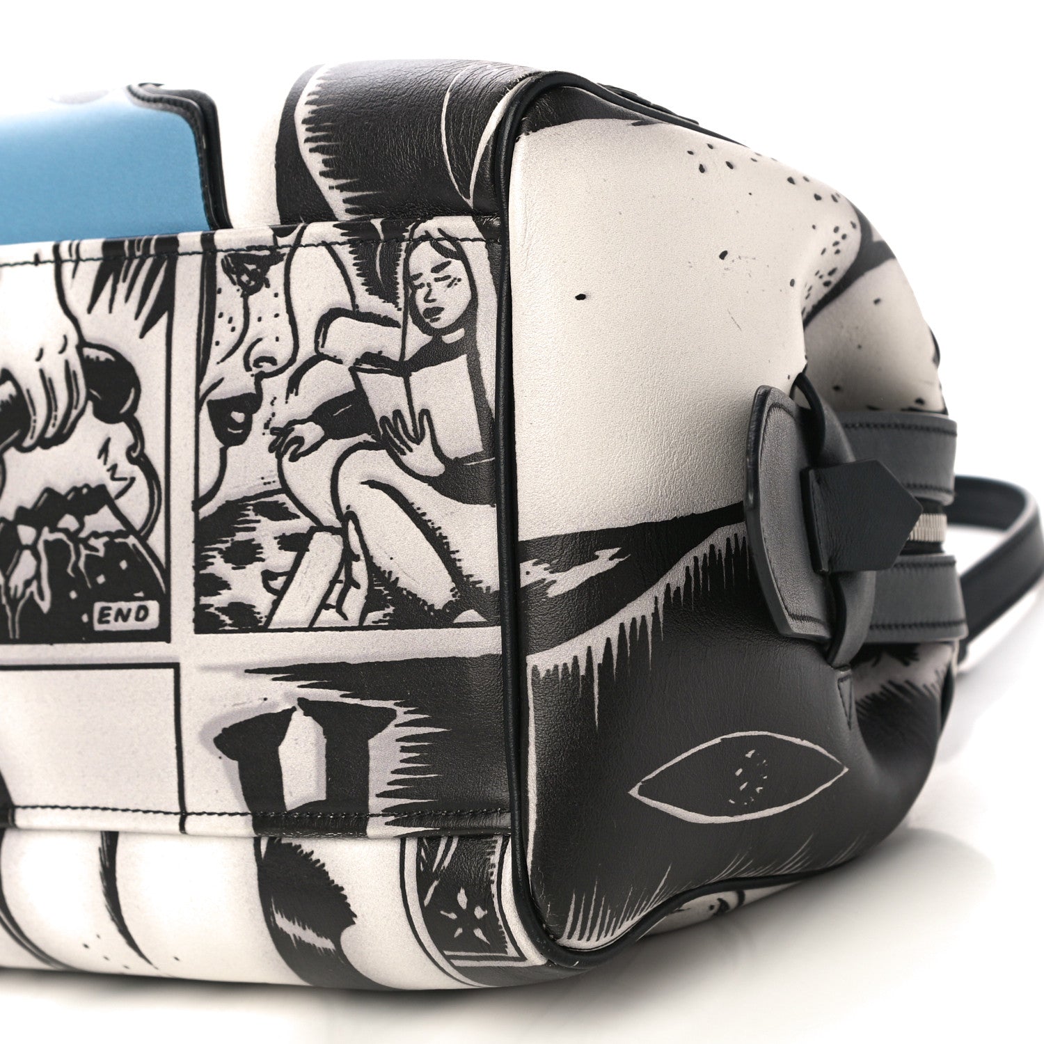 Prada Grace Lux Comic Print Bowler Bag Acciaio Mare 11 of 11