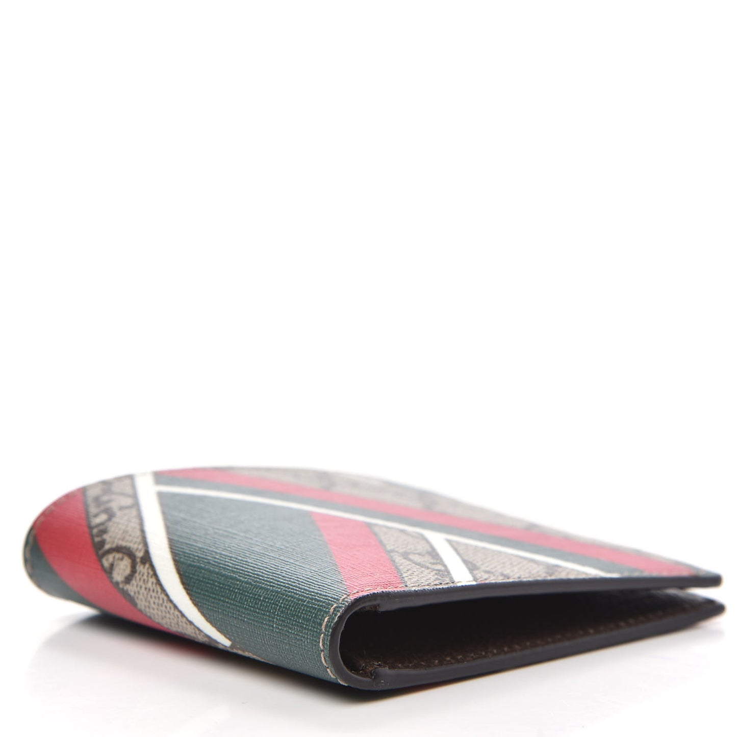 GG Supreme Monogram Chevron Bi-Fold Wallet Beige Green Red New Acero
