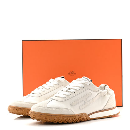 Hermes Suede Goatskin Jet Sneakers 37.5 White 10 of 10