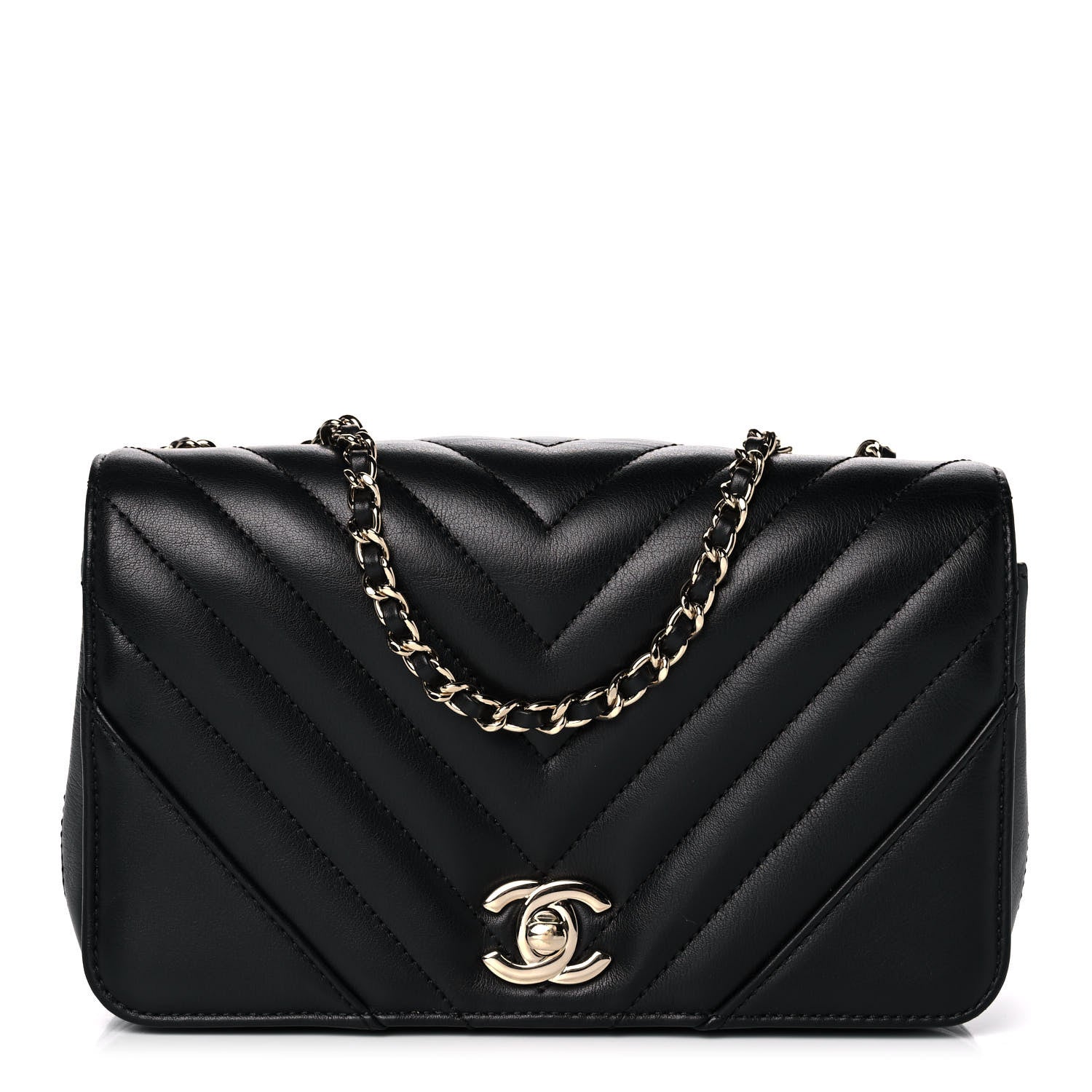 Chanel Calfskin Chevron Quilted Mini Statement Flap Black 1 of 12