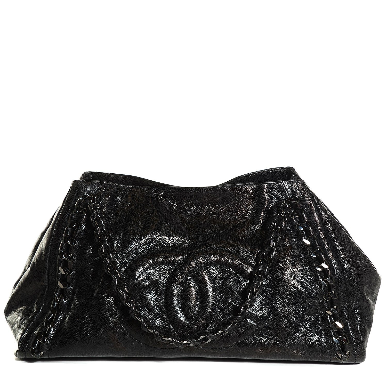 Chanel Glazed Caviar East West Modern Chain Tote Black 2 of 14