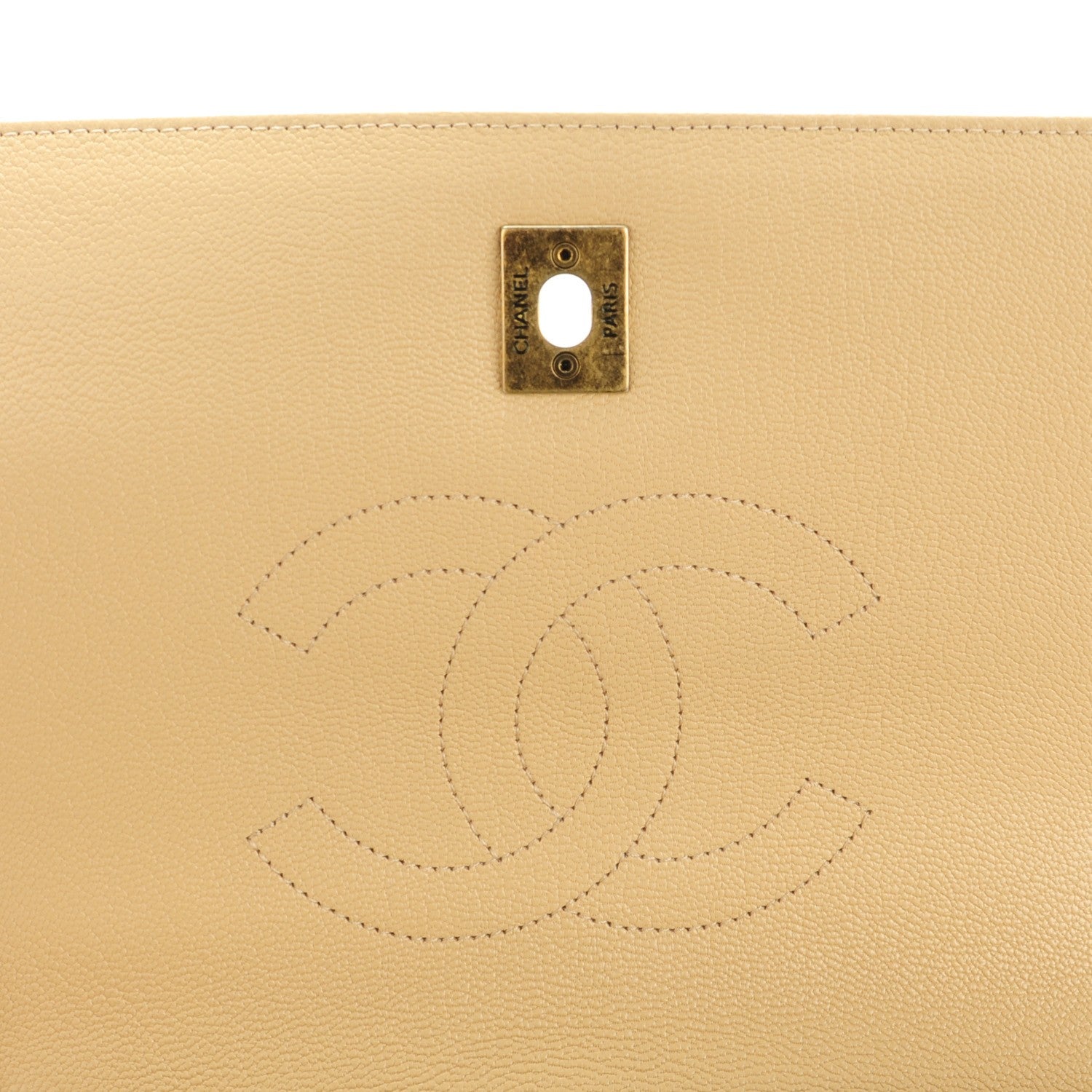 Chanel Shiny Goatskin Diagonal Quilted Medium Flap Beige 6 of 8