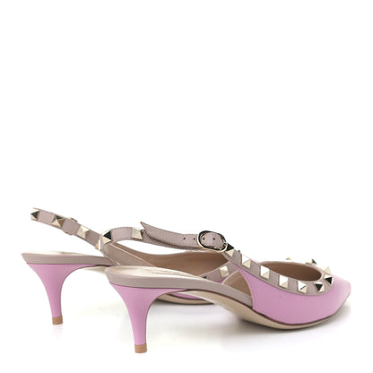 Valentino Garavani Nappa Rockstud Half D'Orsay Slingback 50mm Pumps 38 Giacinto Poudre 3 of 4