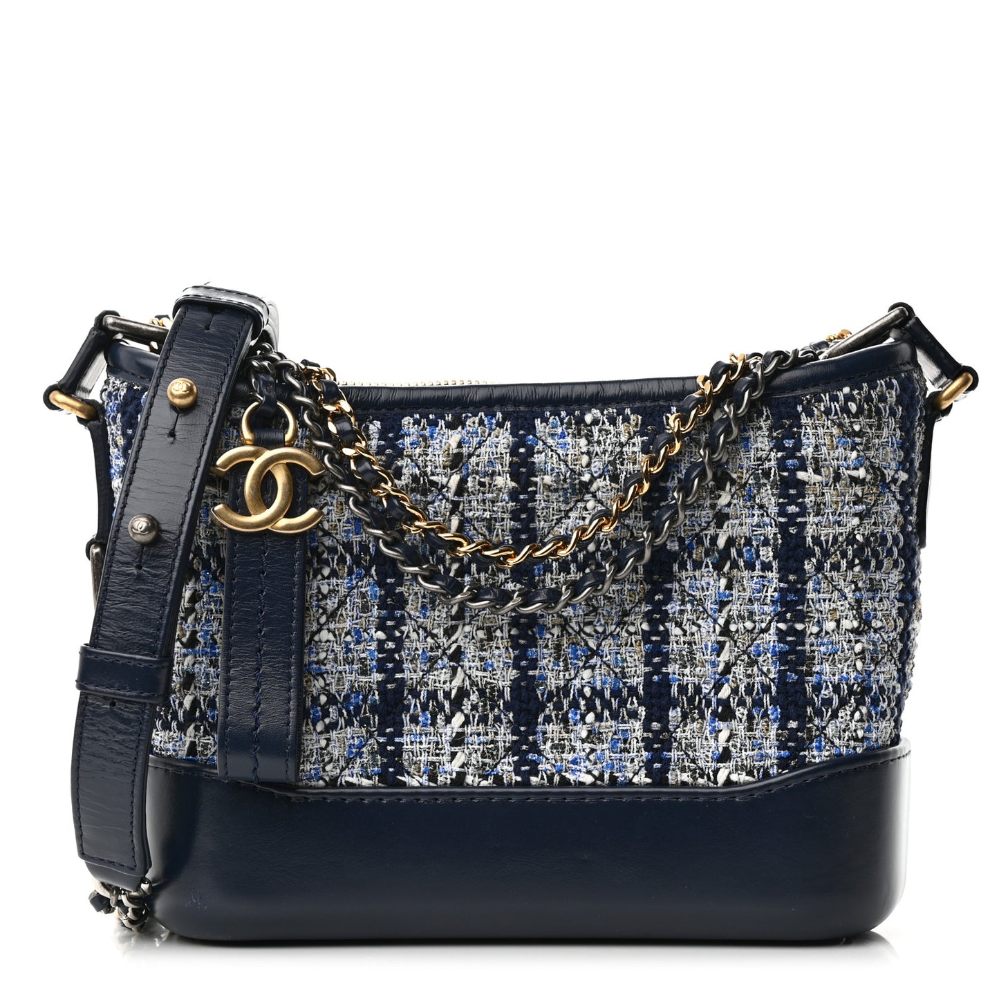 Tweed Calfskin Small Gabrielle Hobo Blue
