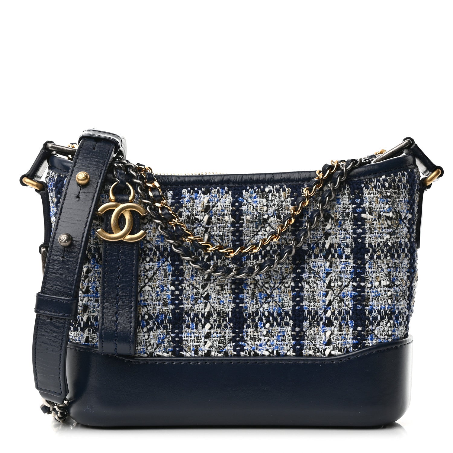 Chanel Tweed Calfskin Small Gabrielle Hobo Blue 1 of 14
