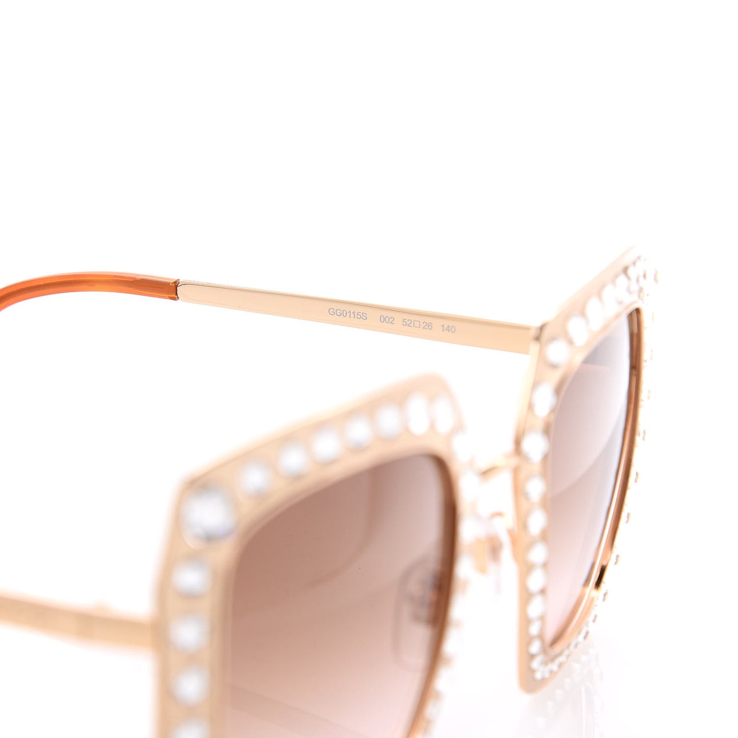 Metal Acetate Crystal Oversize GG0115S Sunglasses Gold