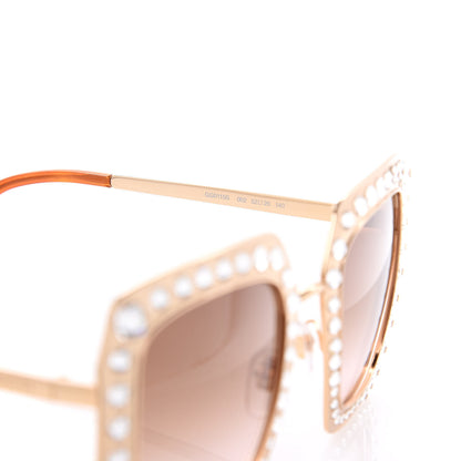 Gucci Metal Acetate Crystal Oversize GG0115S Sunglasses Gold 5 of 7