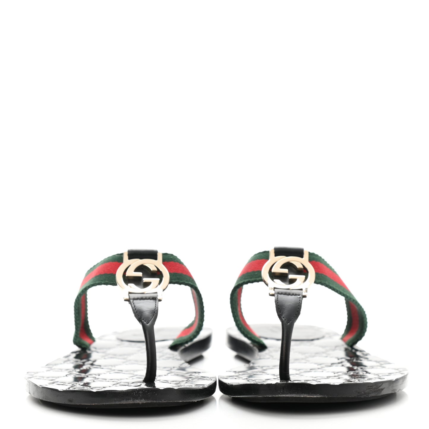 Nylon Guccissima Web Womens Thong Sandals 39 Green Red Black