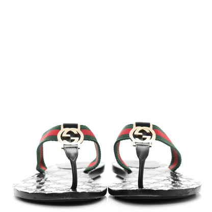 Gucci Nylon Guccissima Web Womens Thong Sandals 39 Green Red Black 2 of 8