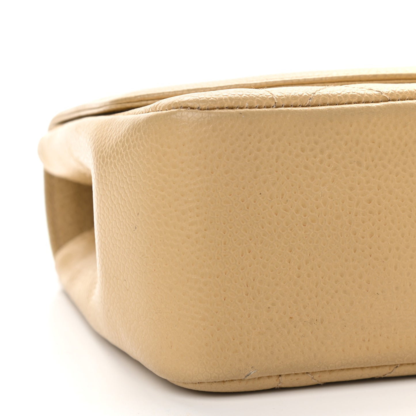 Caviar Quilted Small Single Flap Beige