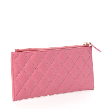 Chanel Sheepskin Quilted Mademoiselle Vintage Zip Pouch Pink 2 of 7
