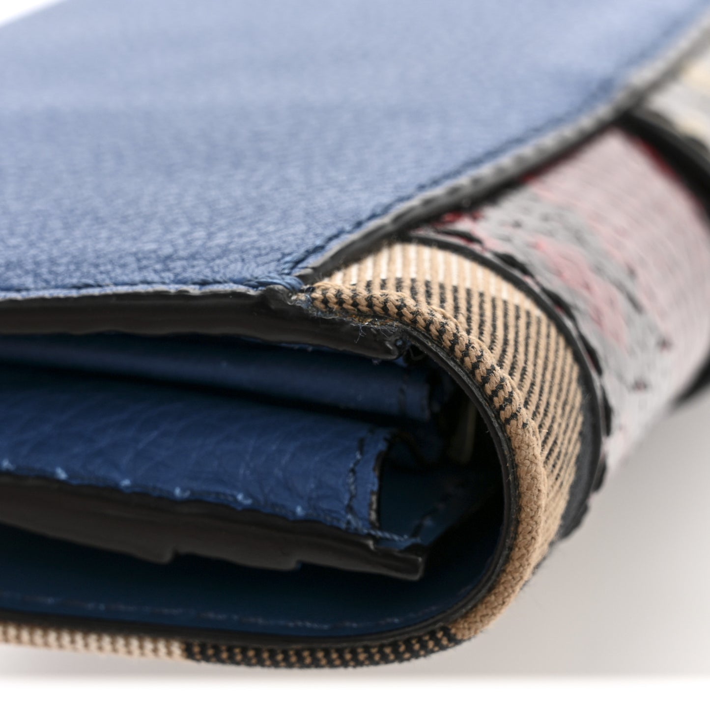 Snakeskin House Check Buckle Detail Flap Wallet Multicolor