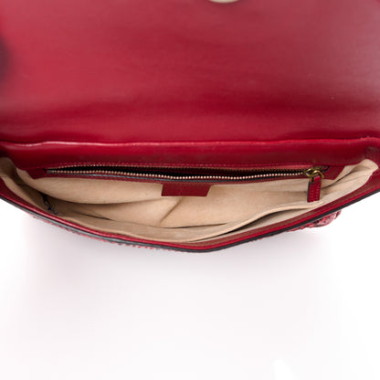 Gucci Snakeskin Medium Thiara Double Envelope Shoulder Bag Red Orange 5 of 15