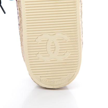 Chanel Tweed Grosgrain Lace Up Espadrilles 37 Red White Black 6 of 8