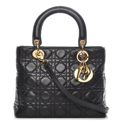 Christian Dior Lambskin Cannage Medium Lady Dior Black 1 of 8