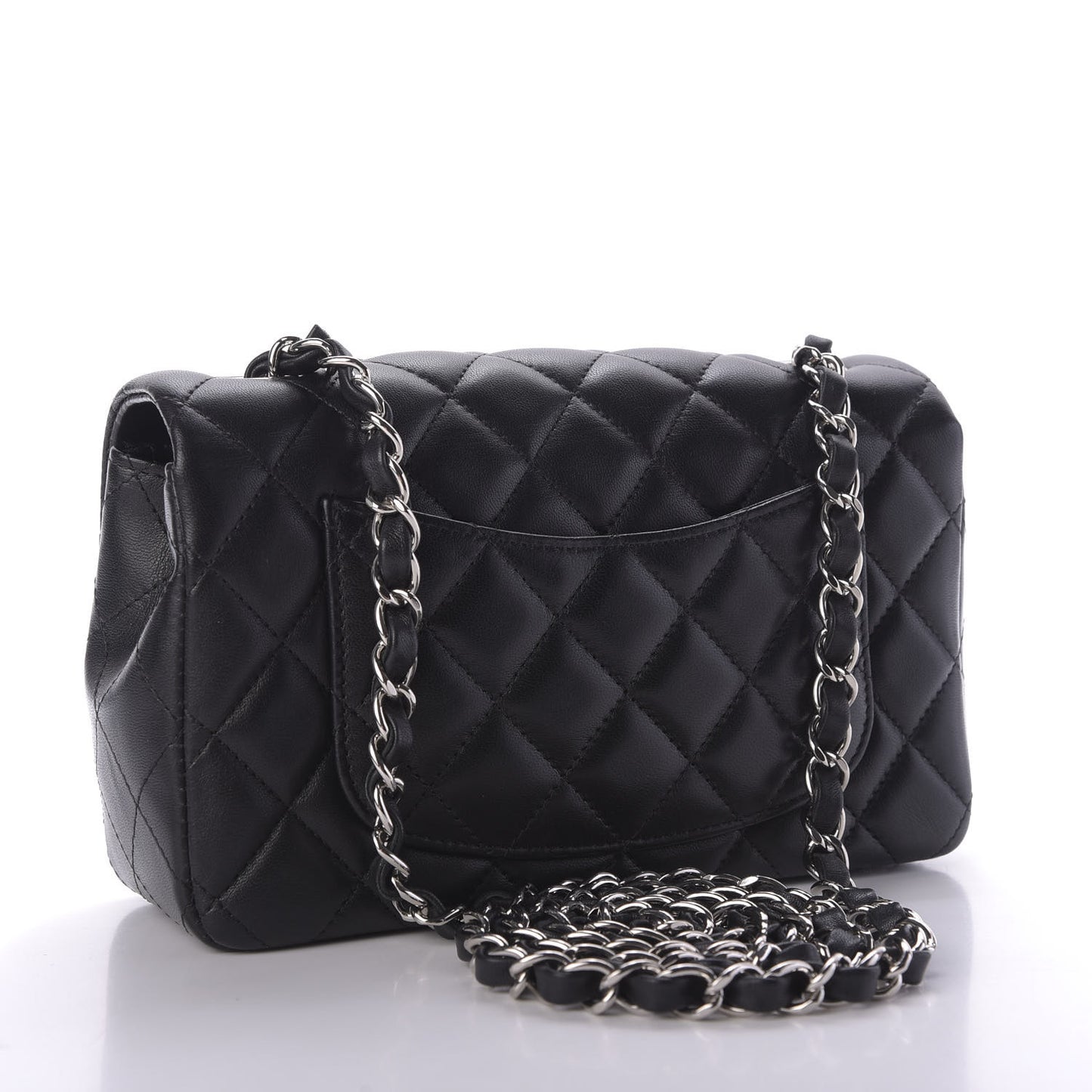 Lambskin Quilted Mini Rectangular Flap Black