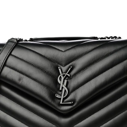 Saint Laurent Calfskin Y Quilted Monogram Medium Loulou Chain Satchel Black 9 of 13