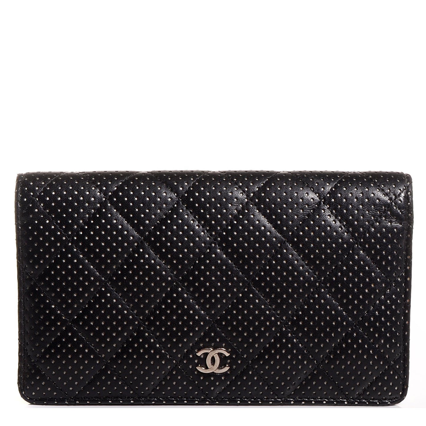 Lambskin Perforated Yen Wallet Black