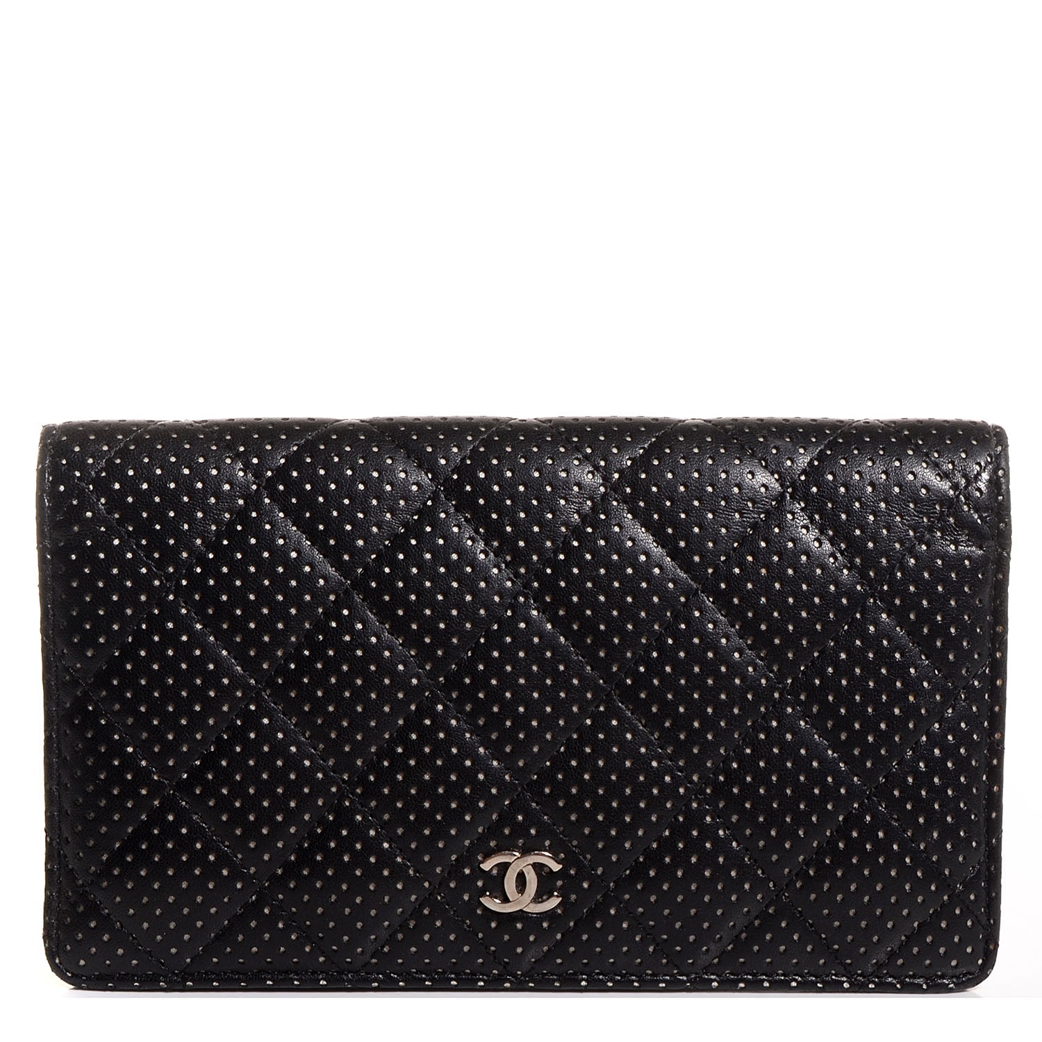 Chanel Lambskin Perforated Yen Wallet Black 1 of 8