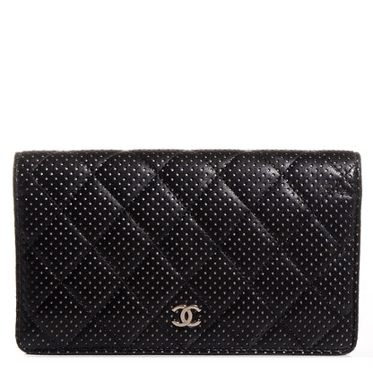 Chanel Lambskin Perforated Yen Wallet Black 1 of 8