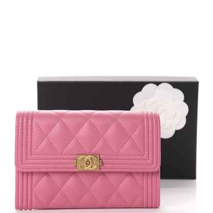Chanel Lambskin Quilted Medium Boy Flap Wallet Pink 14 of 14