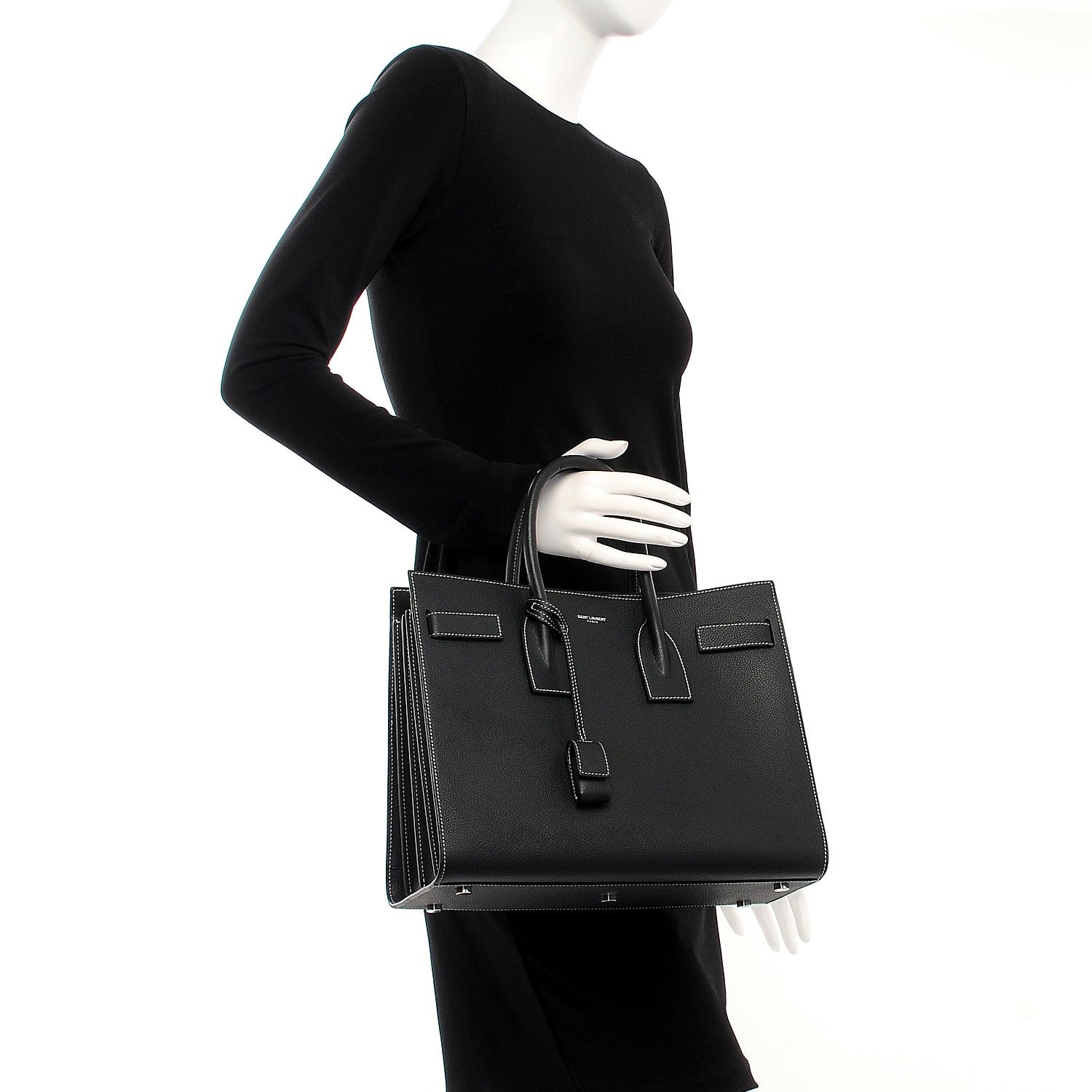 Saint Laurent Grained Calfskin Small Sac De Jour Black 3 of 7