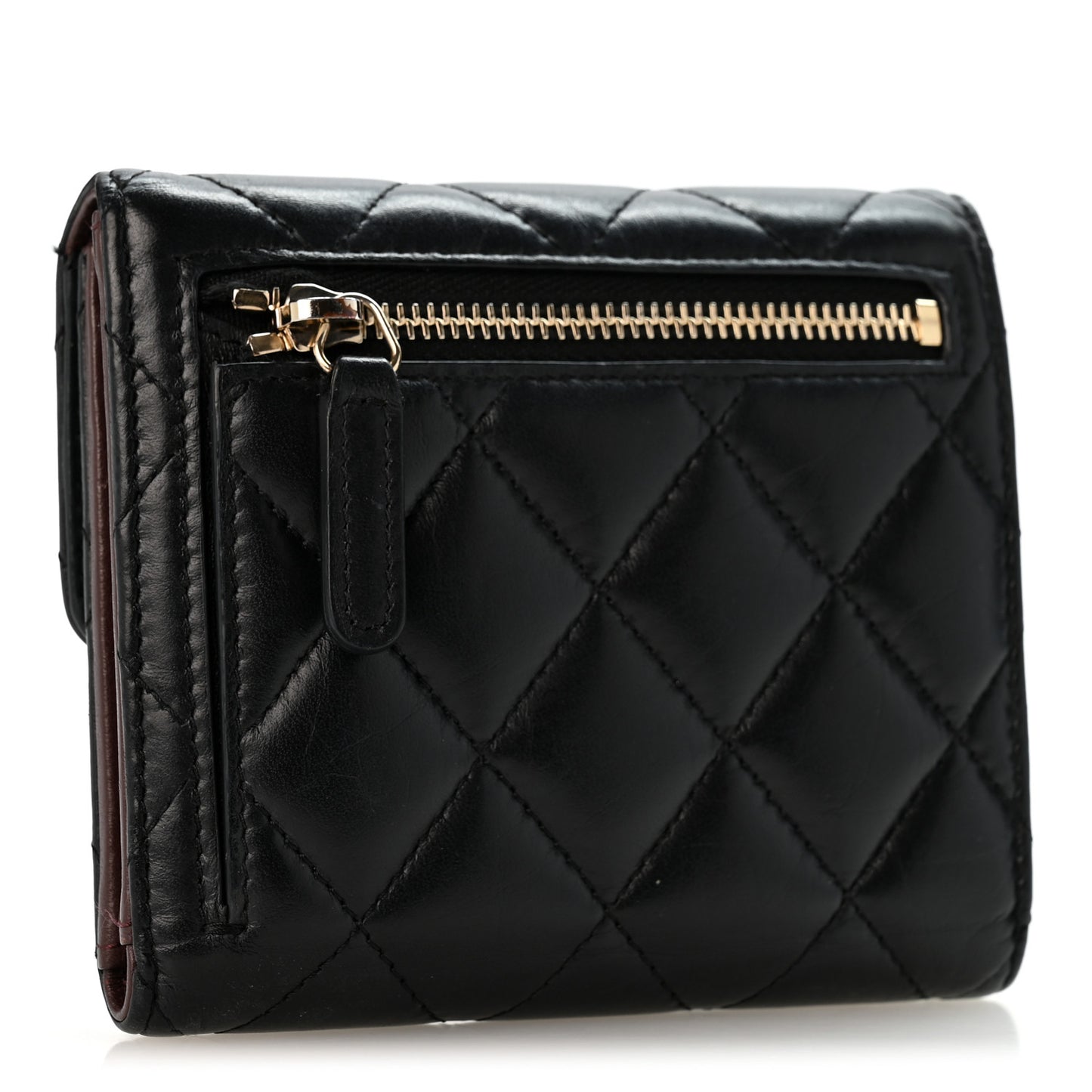 Aged Calfskin Quilted Reissue Compact Wallet Black