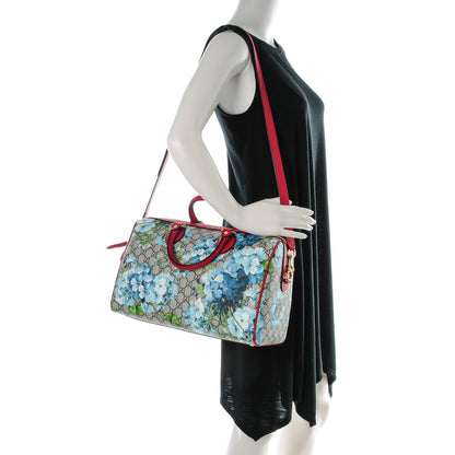 Gucci GG Supreme Monogram Blooms Medium Boston Beige Blue Navy Hibiscus Red 2 of 7