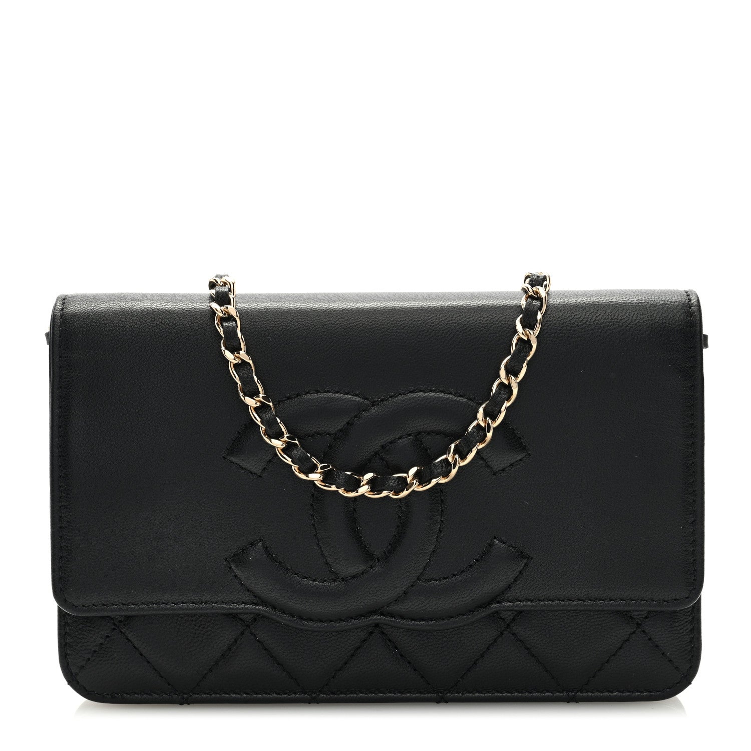 Chanel Goatskin Quilted Timeless CC Wallet On Chain WOC Black 1 of 9
