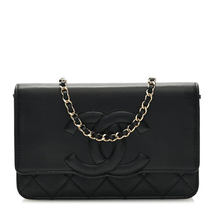 Chanel Goatskin Quilted Timeless CC Wallet On Chain WOC Black 1 of 9
