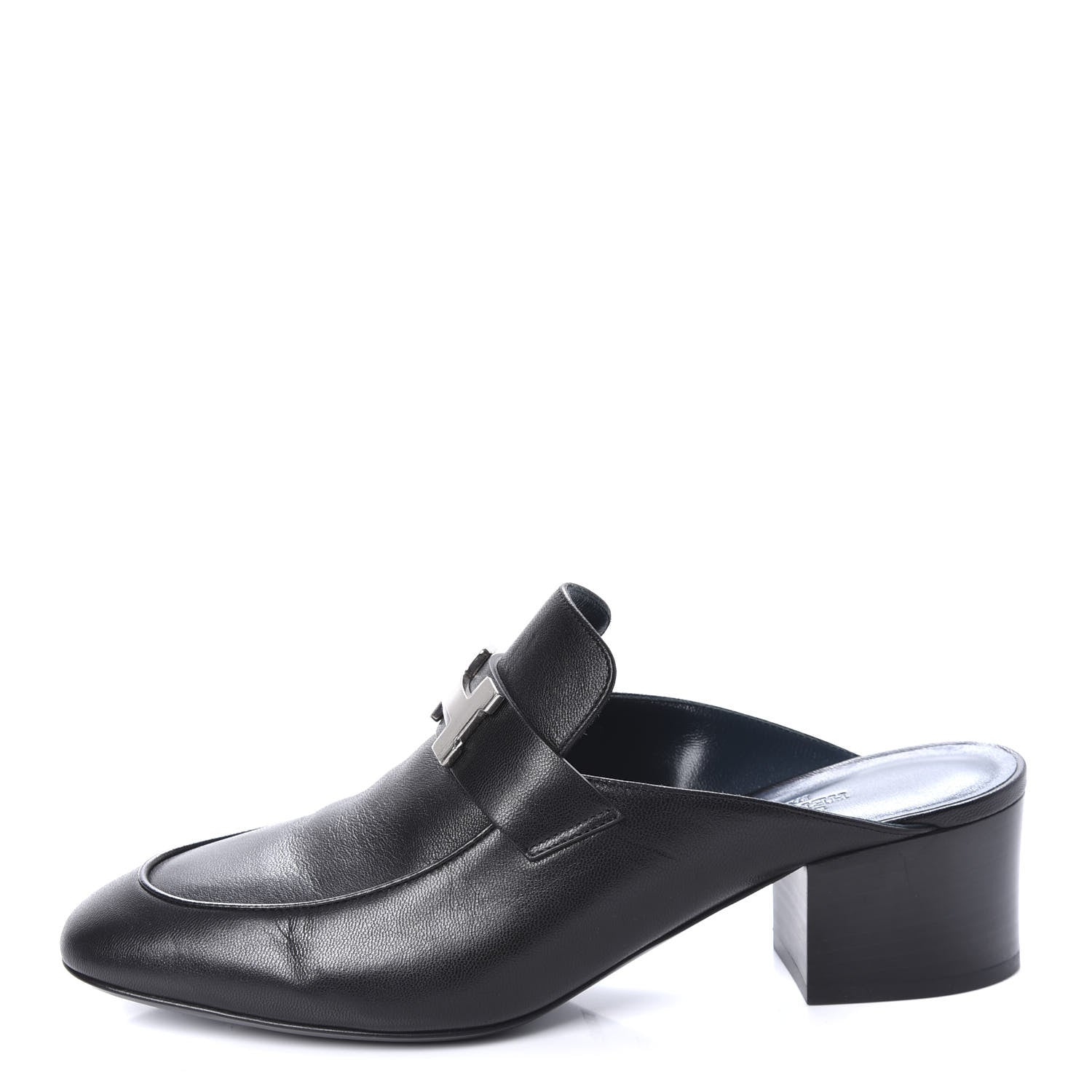 Hermes Goatskin Paradis Mules 37.5 Black 1 of 10