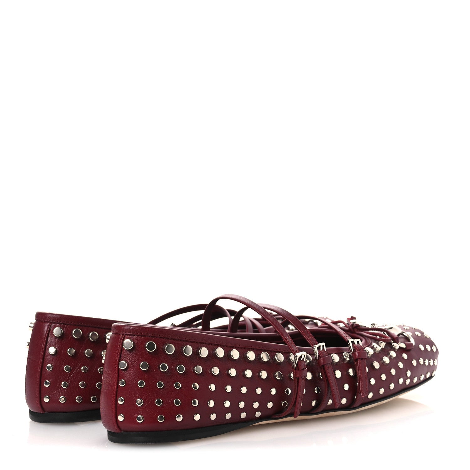 Gucci Nappa Carmaque Studded Horsebit Ballet Flats 39 Rosso Ancora 5 of 11