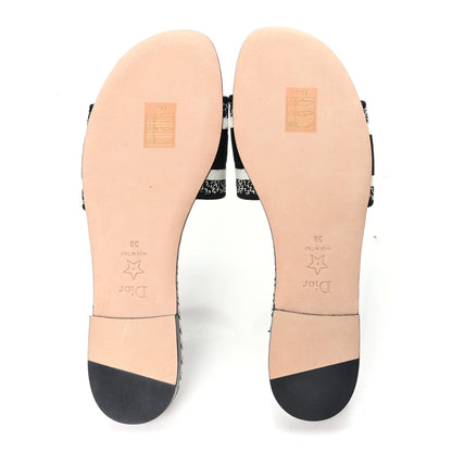Christian Dior Canvas Millefiori Embroidered Dway Flat Slide Sandals 38 Black White 6 of 10