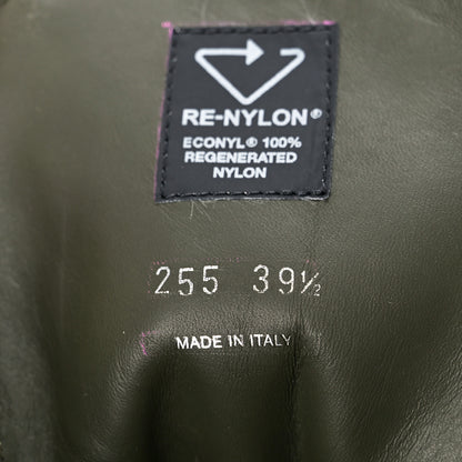 Prada Spazzolato Rois Re-Nylon Metal Triangle Logo Monolith Pouch Pocket 55mm Boots 39.5 Militare 10 of 11