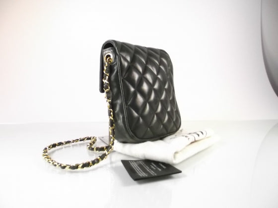 Lambskin Quilted Mini Flap Dark Green