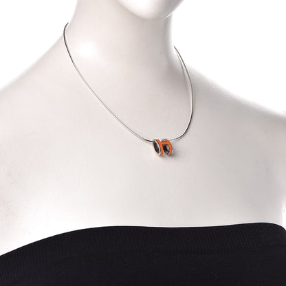 Hermes Lacquered Palladium Pop H Necklace Orange 2 of 4