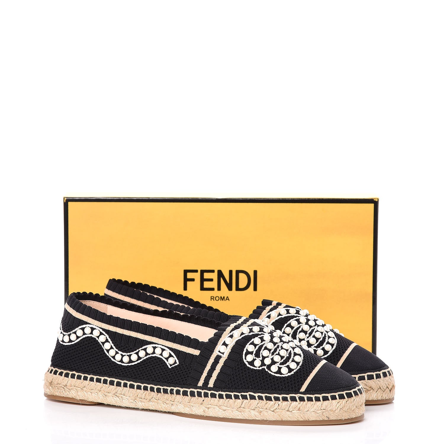 Fendi Knit Pearlescent Espadrille 42 Black 9 of 9