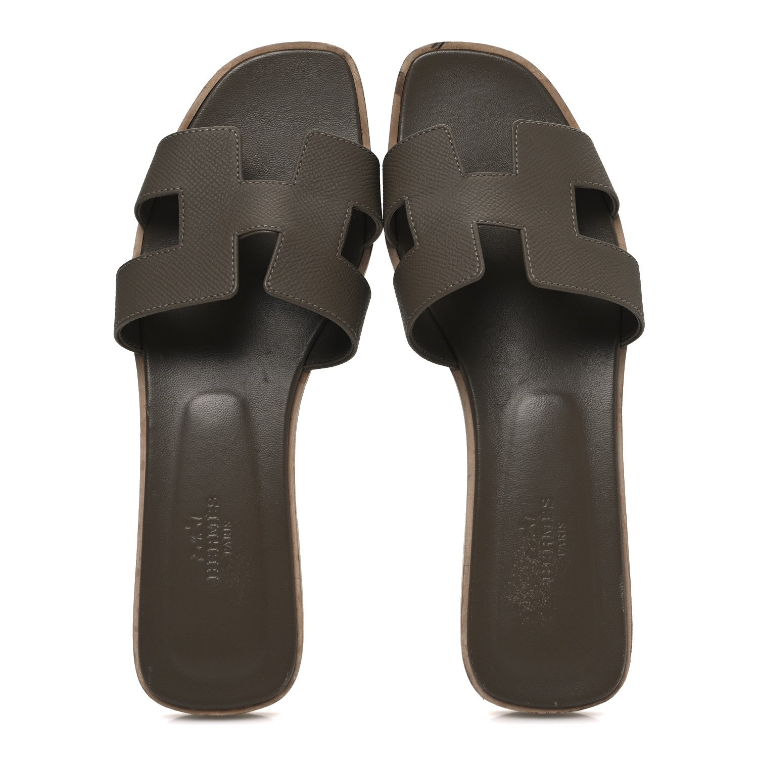 Hermes Epsom Oran Sandals 39 Etoupe 2 of 11