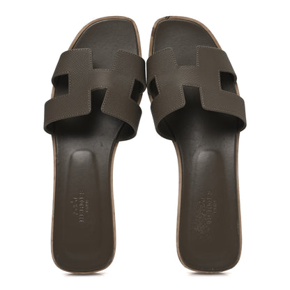 Hermes Epsom Oran Sandals 39 Etoupe 2 of 11