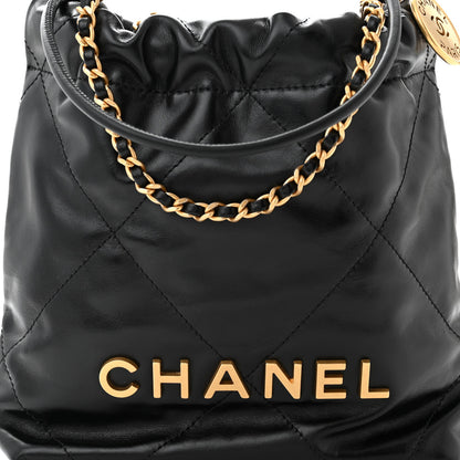 Chanel Shiny Calfskin Quilted Mini Chanel 22 Black 8 of 10
