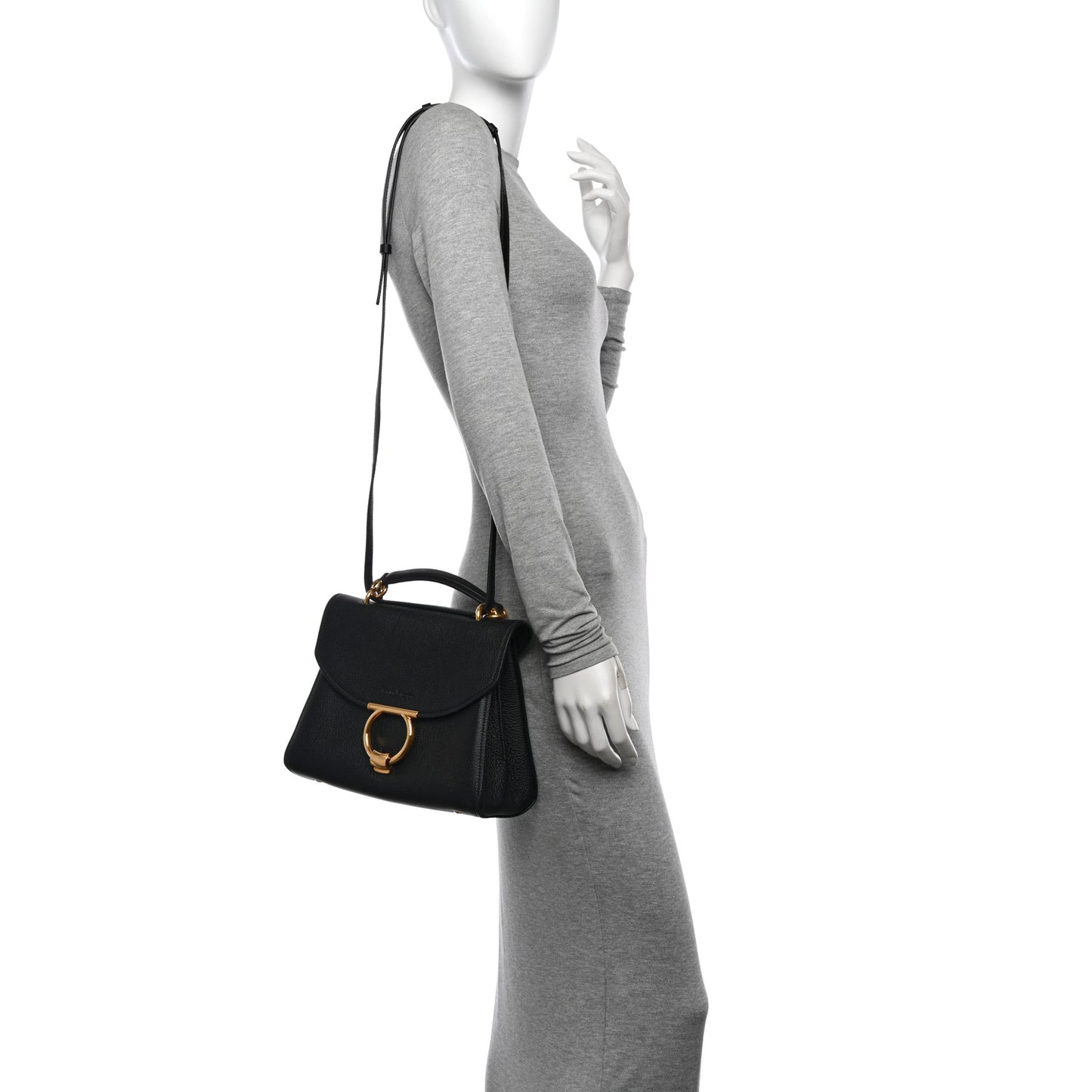 Calfskin Small Margot Top Handle Satchel Black