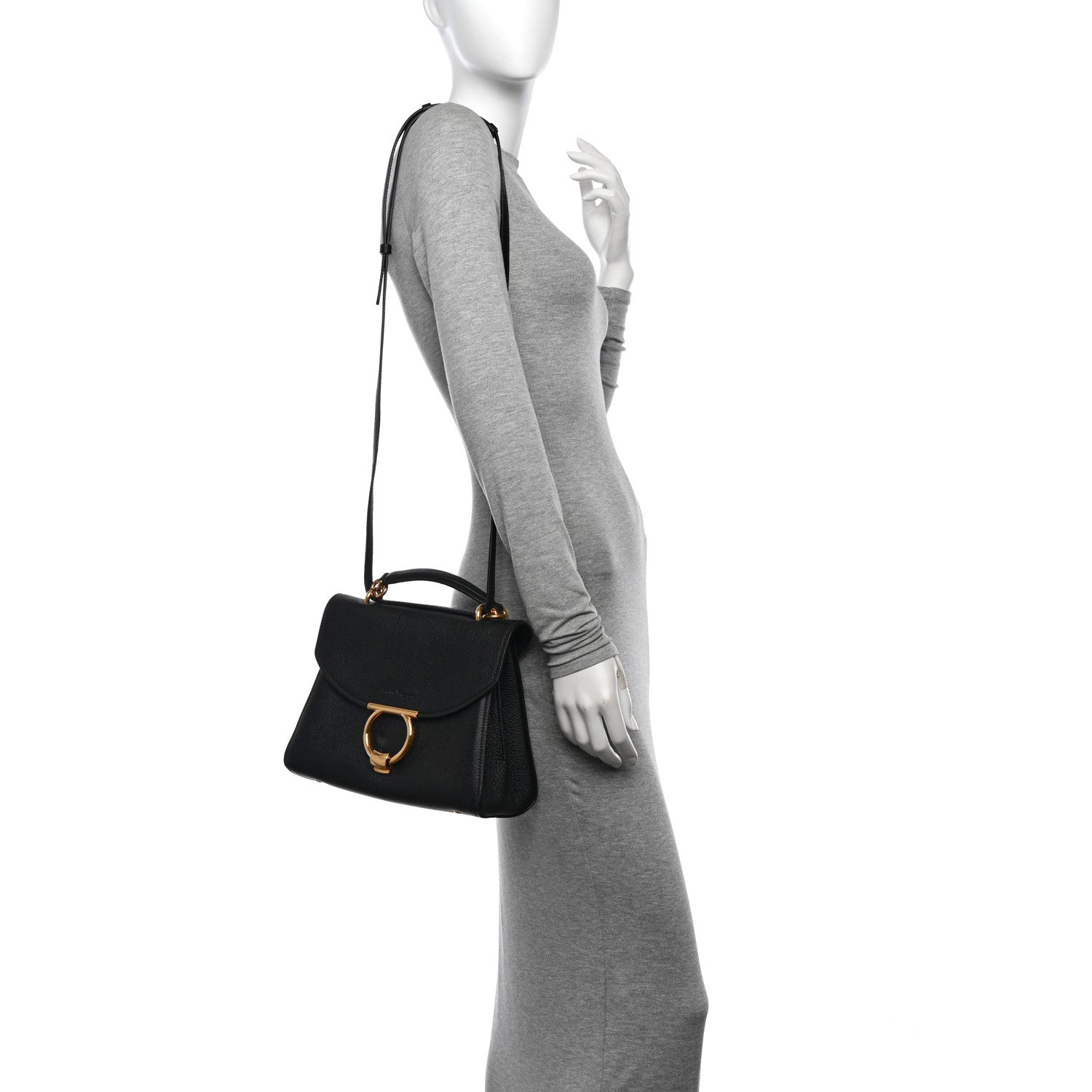 Salvatore Ferragamo Calfskin Small Margot Top Handle Satchel Black 2 of 9