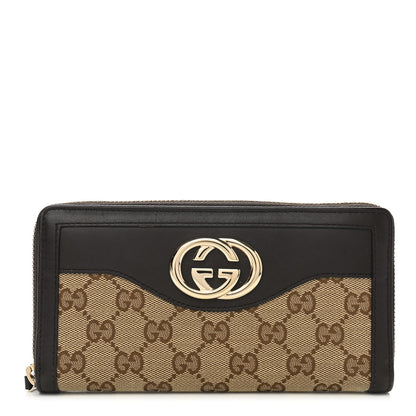 Gucci Monogram Margaux Calfskin Sukey Zip Around Wallet Beige Ebony Cocoa 1 of 8