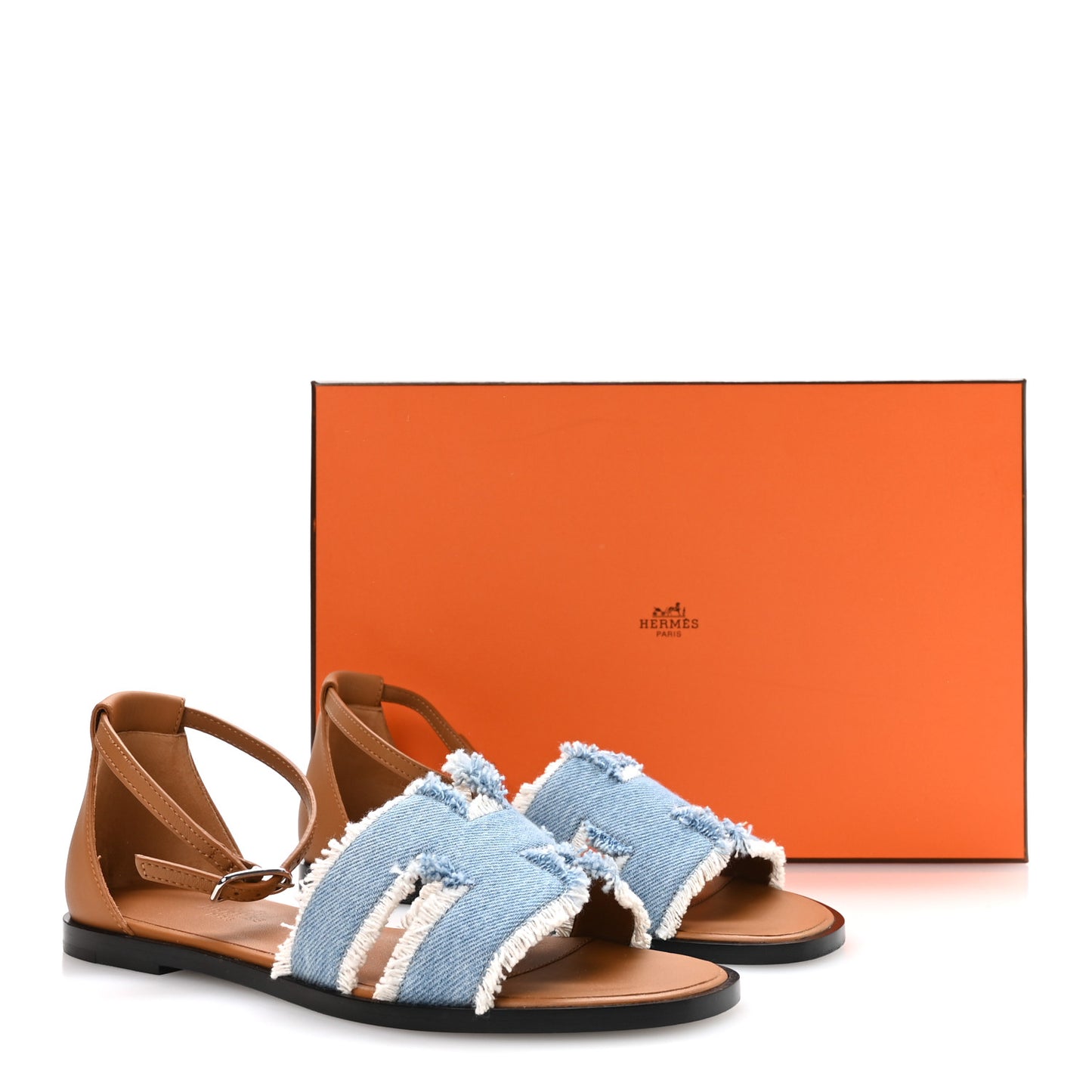 Denim Fringe Santorini Sandals 36 Bleu Clair Naturel
