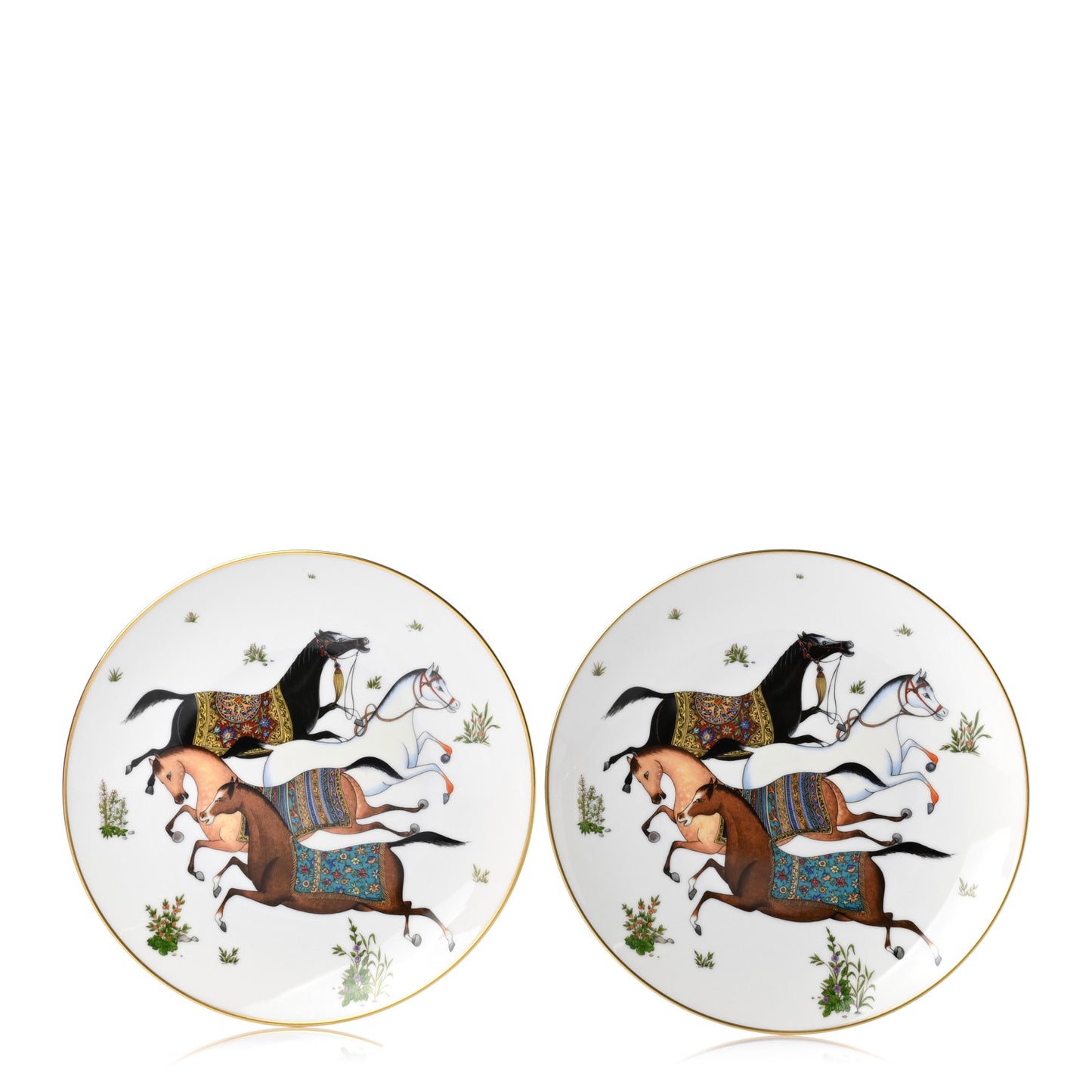 Porcelain Cheval D'Orient Dessert Plate Set of 2