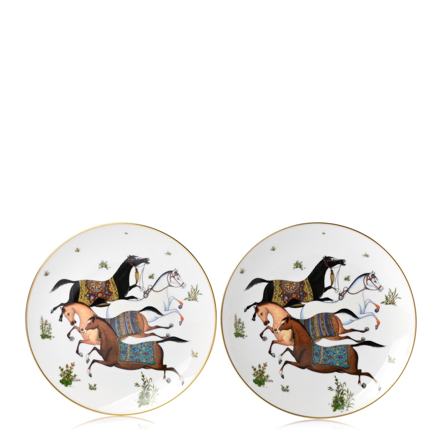 Hermes Porcelain Cheval D'Orient Dessert Plate Set of 2 1 of 4