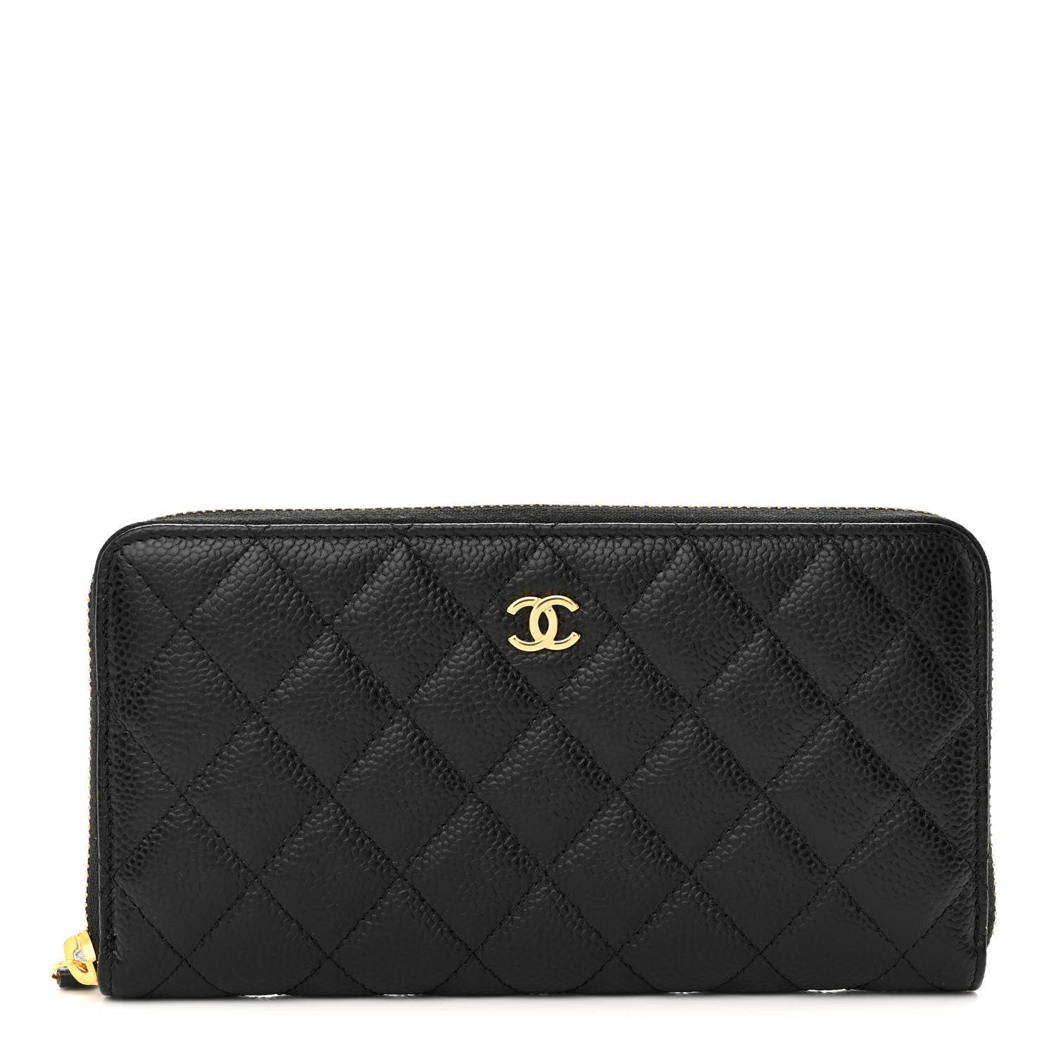 Chanel Caviar Quilted Large Gusset Zip Around Wallet Black 1 of 9