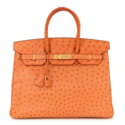 Hermes Ostrich Birkin 35 Orange 1 of 16